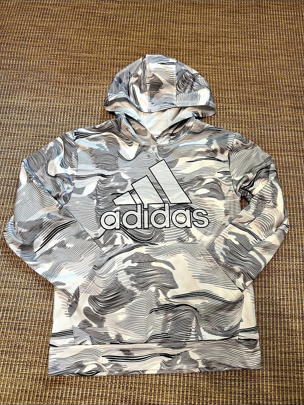 adidas Abstract Print Hoodie in Gray & White Like New